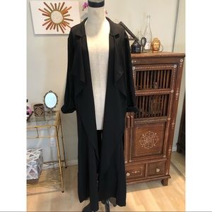 Bobeau Draped Open Front Trench Duster